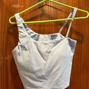 Light Blue Women's Asymmetric Strap Crop Tank Top